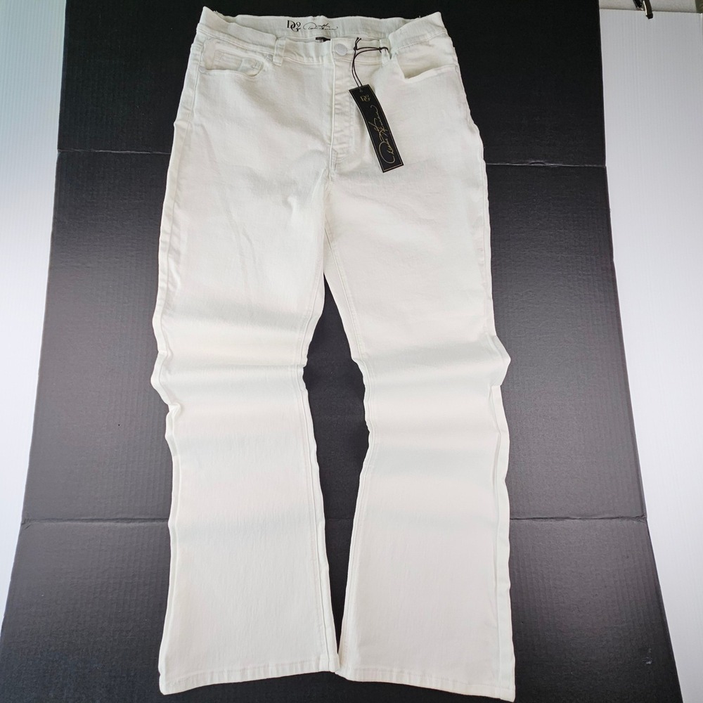Diane Gilman DG2 Womens White Flare Stretch Jeans Size 16 Coastal Resortwear